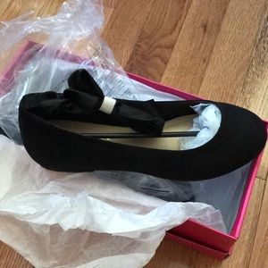 Shoedazzle Black Faux Suede Ballet Flats